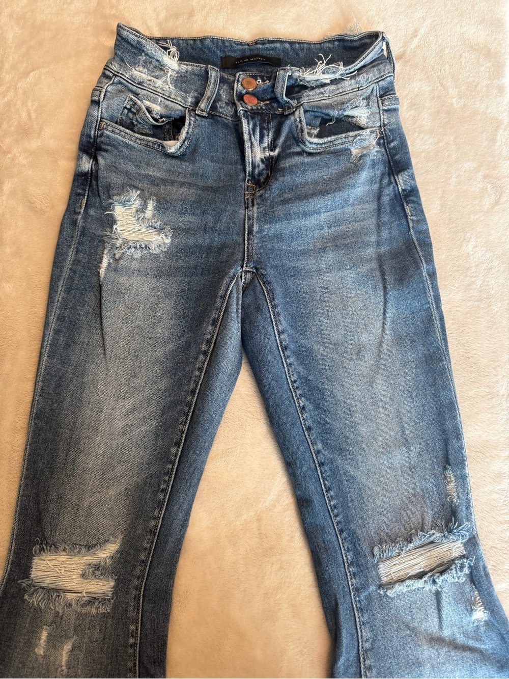 Flying Monkey Medium Blue Distressed Wide Leg Jeans